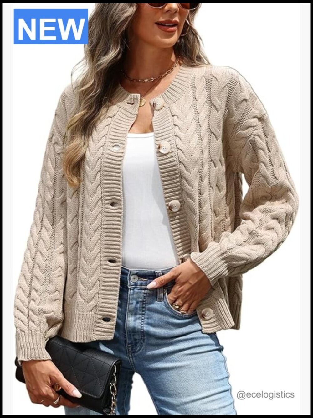 Women's Cable Knit Button Front Cardigan Sweater Jacket
